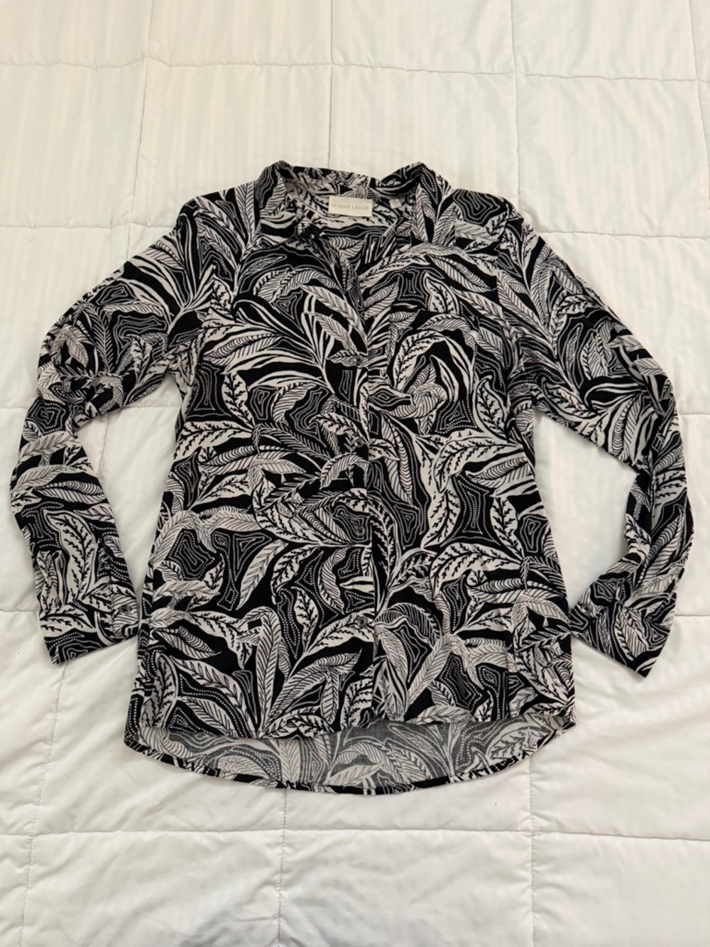 Sunny Leigh Black and White Botanical Print Shirt